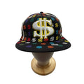 Phat Headz Flat Brim Baseball Hat Dollar Sign All Print Black Unisex Size 7 1/2