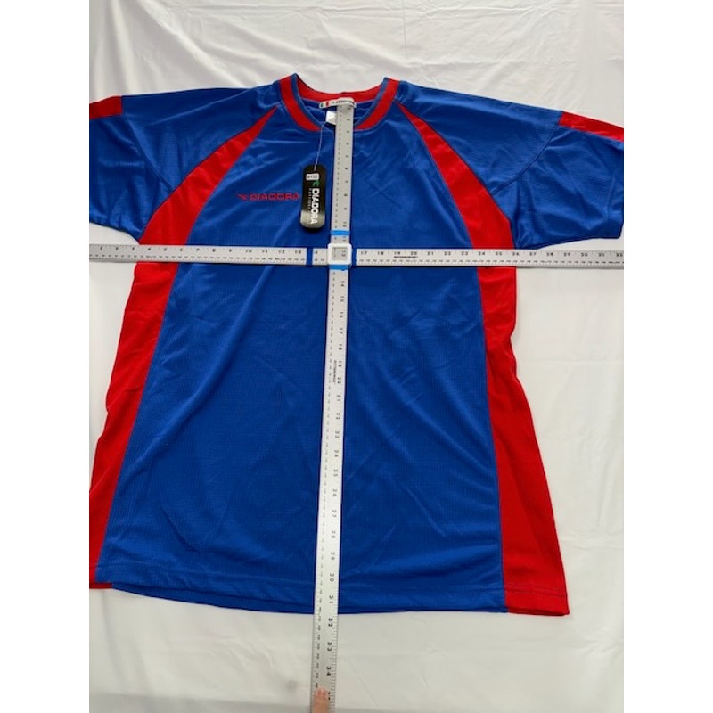 Diadora Roma Team Jersey Shirt Short Sleeve V-Neck Blue Red Mens Size XL