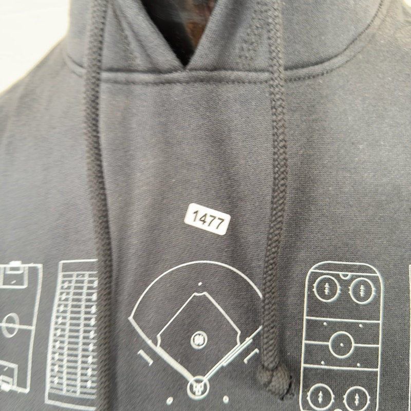 Mitchell & Ness Branded Essentials Print Hoodie Fleece Pullover Black Size Small