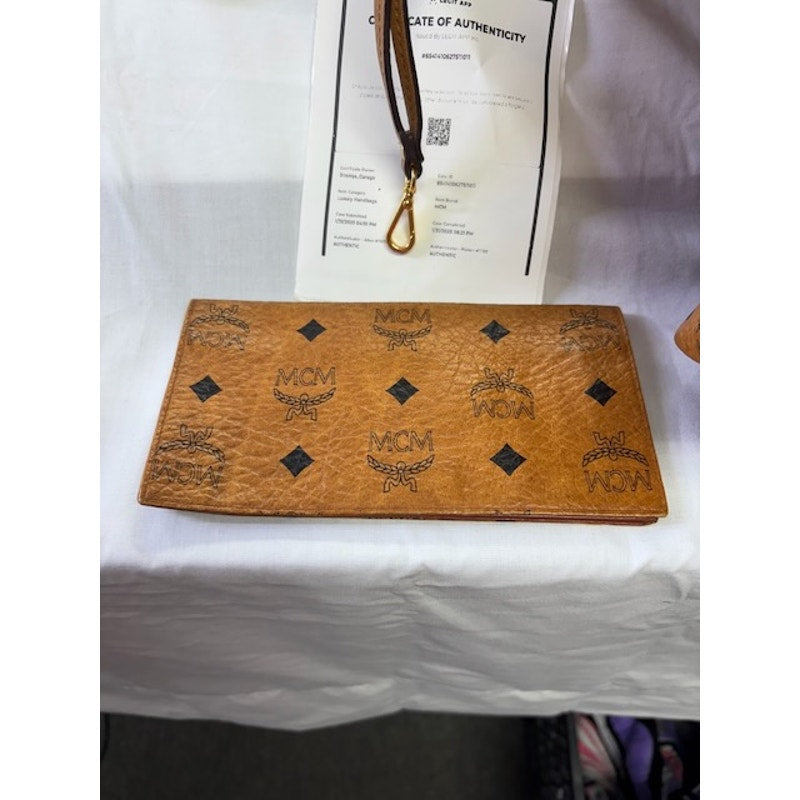 MCM Liz Reversible Visetos Cognac Shopper Tote Bag With Wallet Set Brown Large
