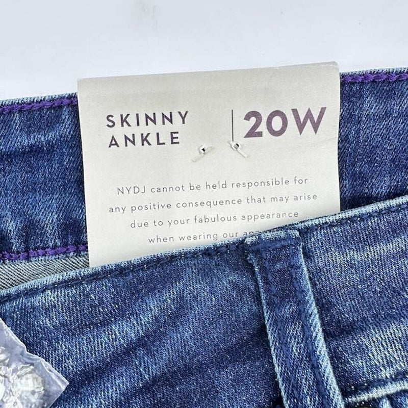 NYDJ Ami Skinny Ankle Jeans Embellished Beaded Denim Pioneer Wash Womens 20W