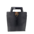 Salvatore Ferragamo Vintage Leather Hand Bag Gancini Clasp Structured Bag Black