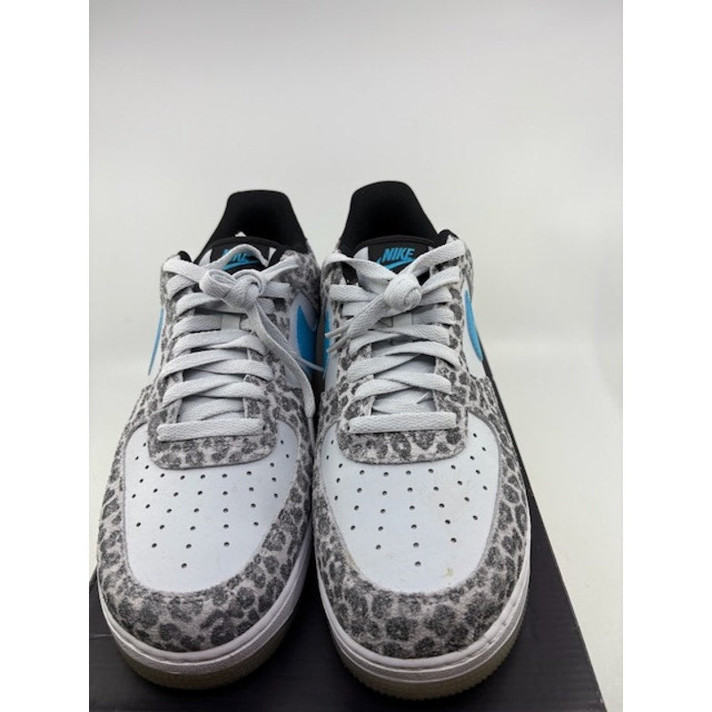 Nike Air Force 1 '07 Premium Sneakers DJ6192-001 Leopard White Blue Mens Size 10
