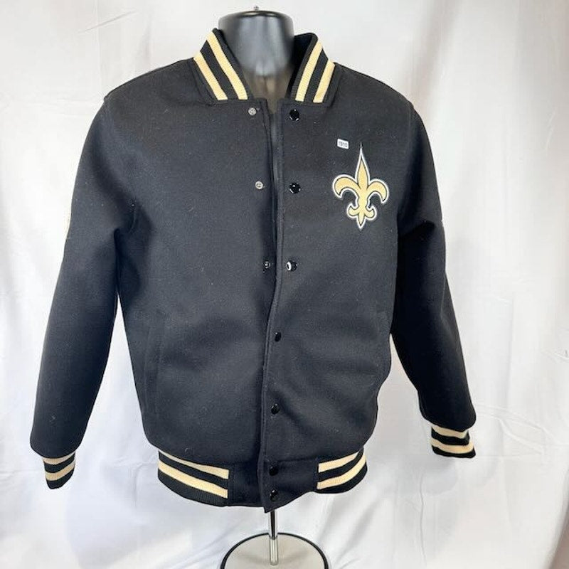 NFL New Orleans Saints Ultra Game Full-Snap Bomber Jacket Black Mens Size S
