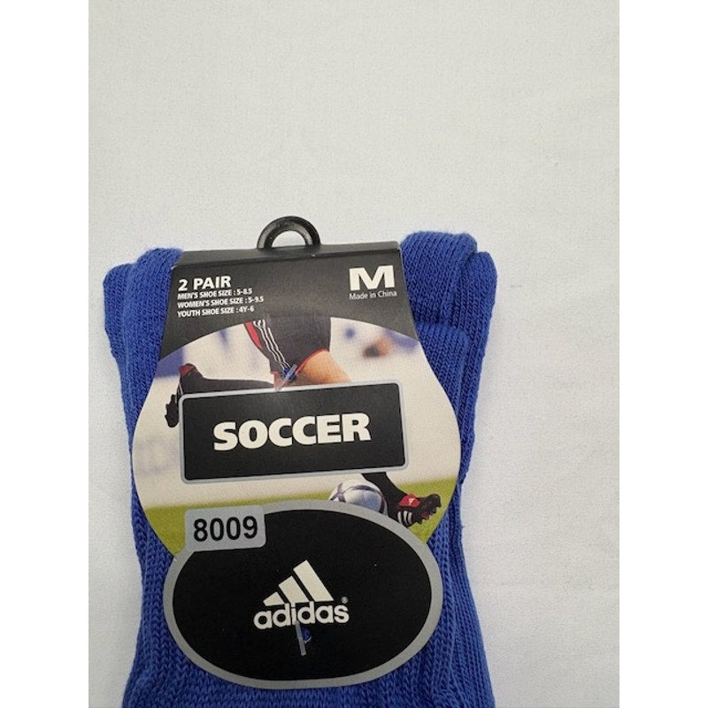 2 Pairs Adidas Soccer Socks Over The Calf Blue/White Mens Shoe Size M 5-8.5