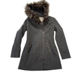 Maralyn & Me Faux-Fur-Trim Hooded Parka Coat Full-Zip Charcoal Womens Sz XS