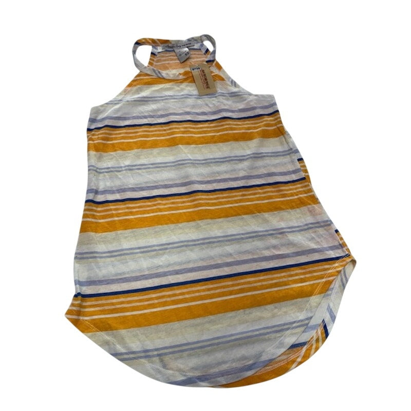 American Rag Cie Halter Tank Top Hi-Low Striped Yellow Blue Women Size XS