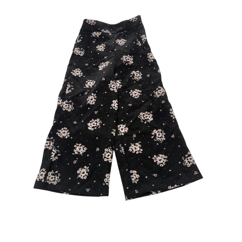 Shift Wide Leg Pants Floral Print High Waist Stretch Womens Black Size XS
