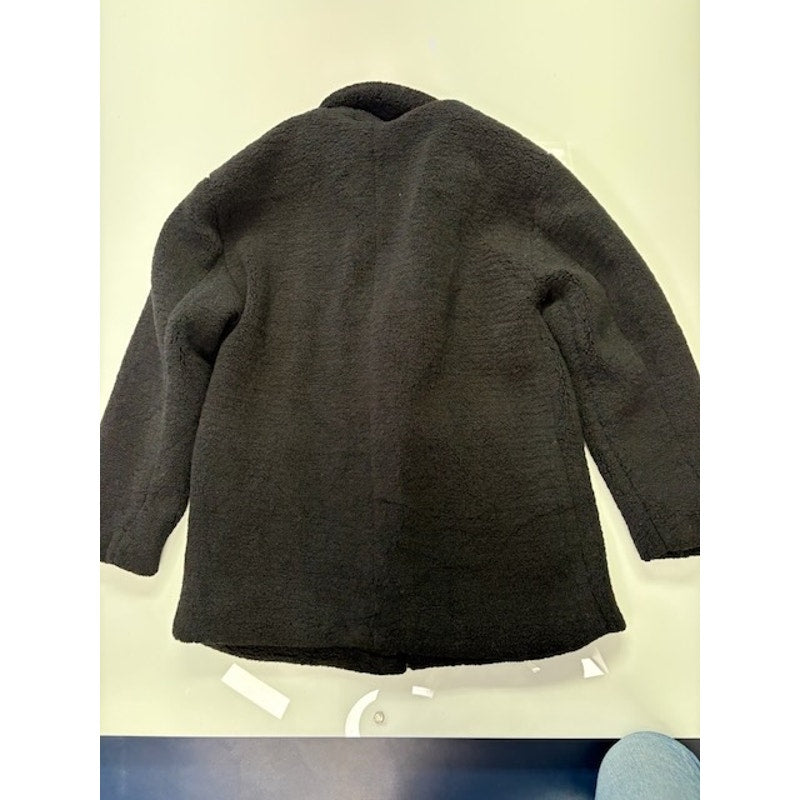 Collection B New York Classic Faux-Fur Coat Two Button Front Black Womens Size M