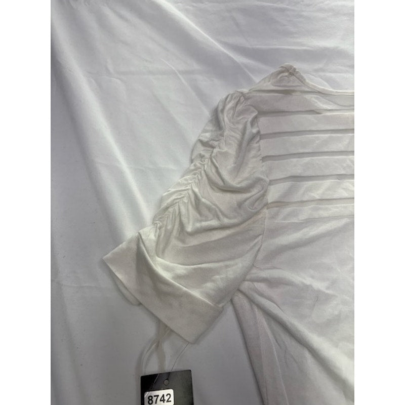 INC International Concepts Petite Ruched Illusion Top Bright White Petite