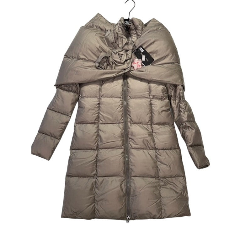 Patrizia Pepe Premium Long Puffer Down-Jacket Full-Zip Beige Womens Size 44