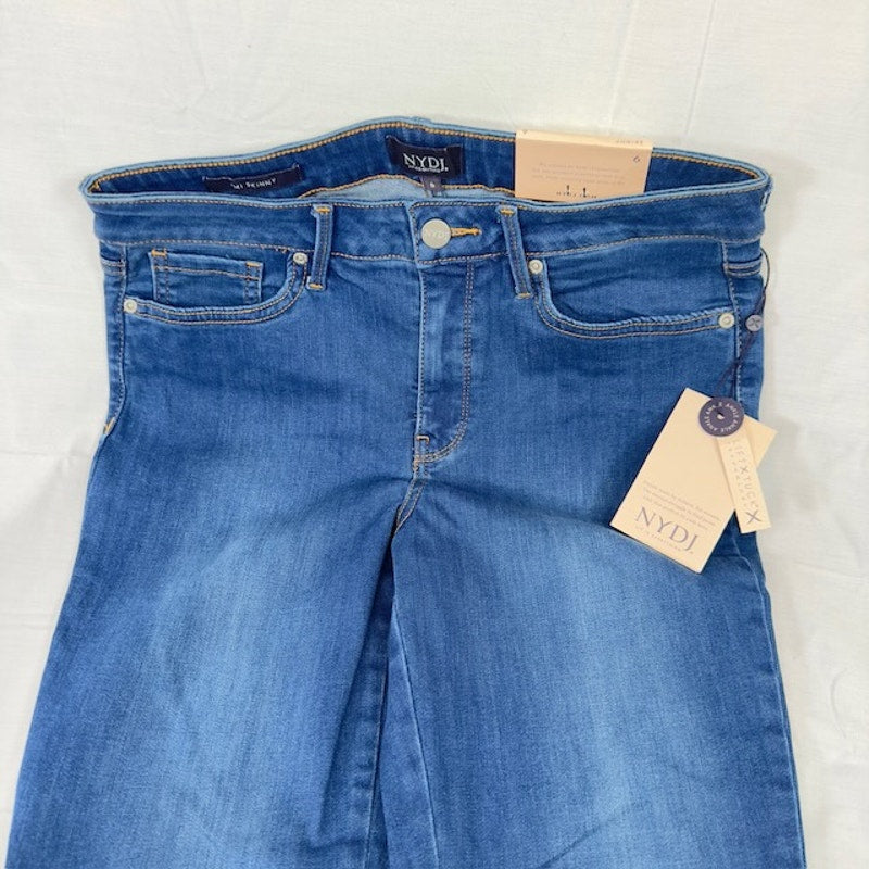 NYDJ Ami Ankle Tape-Trim Skinny Jeans Mid Rise Zip Fly Ladera Blue Womens 6