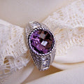 Judith Ripka Ring Sterling Silver 925 Faceted Purple Amethyst Silver 6.75mm