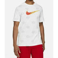 Nike BB Print Swoosh Athletic T-Shirt Dri Fit All Over Print White Mens L