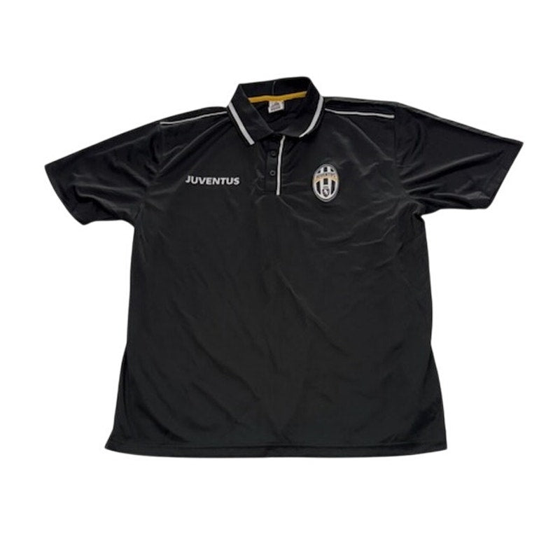 Juventus Football Polo Shirt Short Sleeve Collared Black/White Mens Size XL