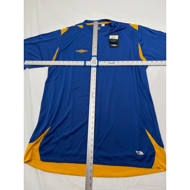 Umbro Soccer Jersey Shirt Short Sleeve V-Neck Royal Blue/Gold Mens Size L
