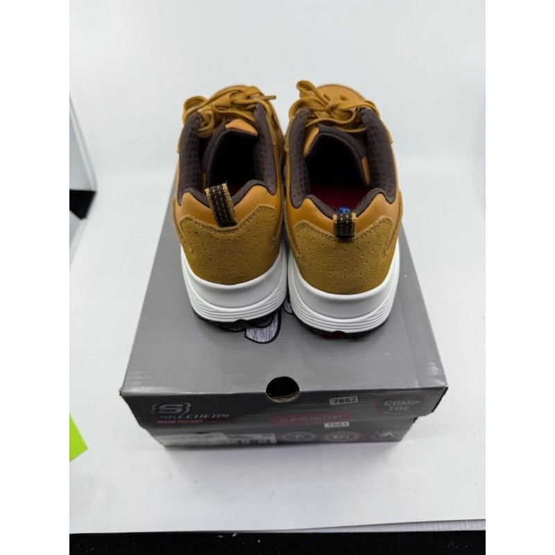 SKECHERS Work Uno SR Elainy Comp Toe Safety Shoes Suede Wheat Mens Size 8.5