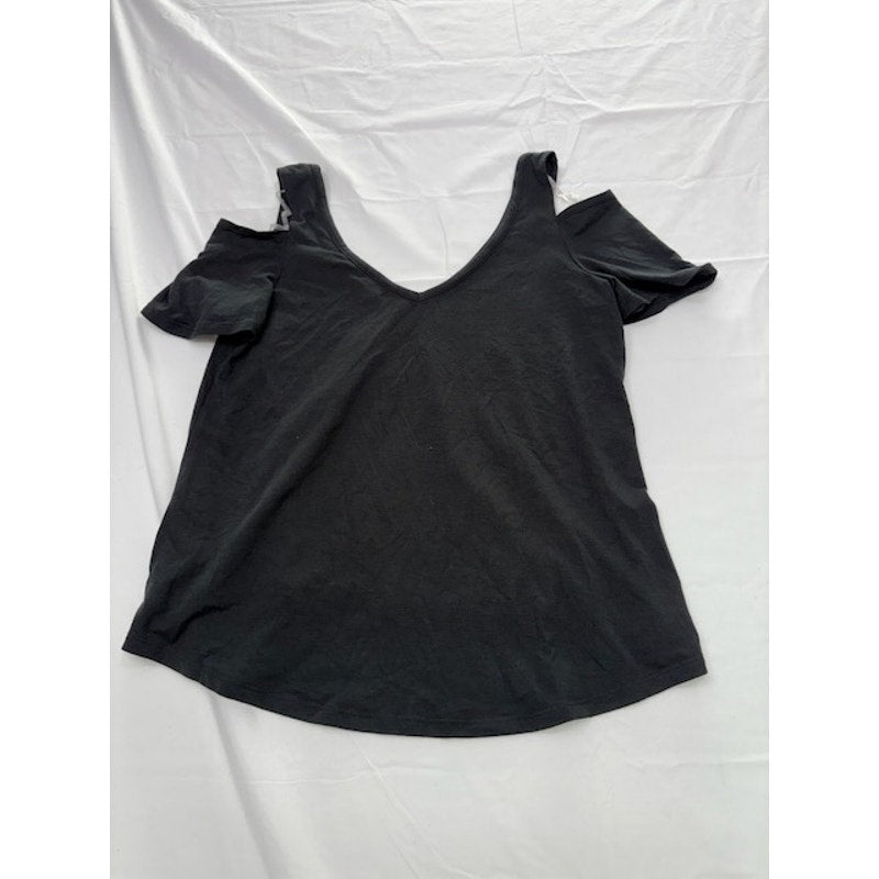Self Esteem Cold Shoulder Top Gold Mandala Graphic V-Neck Black Womens Sz XS
