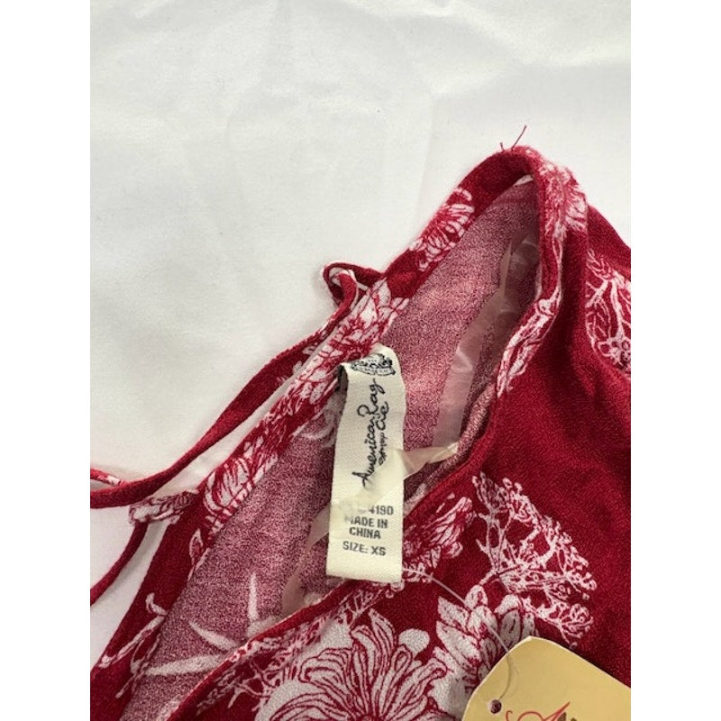 American Rag Cie High-Low Floral-Print Peasant Top Biking Red Combo Size XS