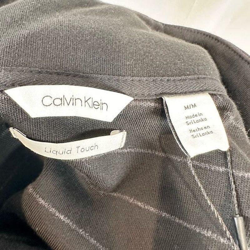 Calvin Klein Quarter-Zip Sweatshirt Liquid Touch Regular Fit Stripe Gray Mens M