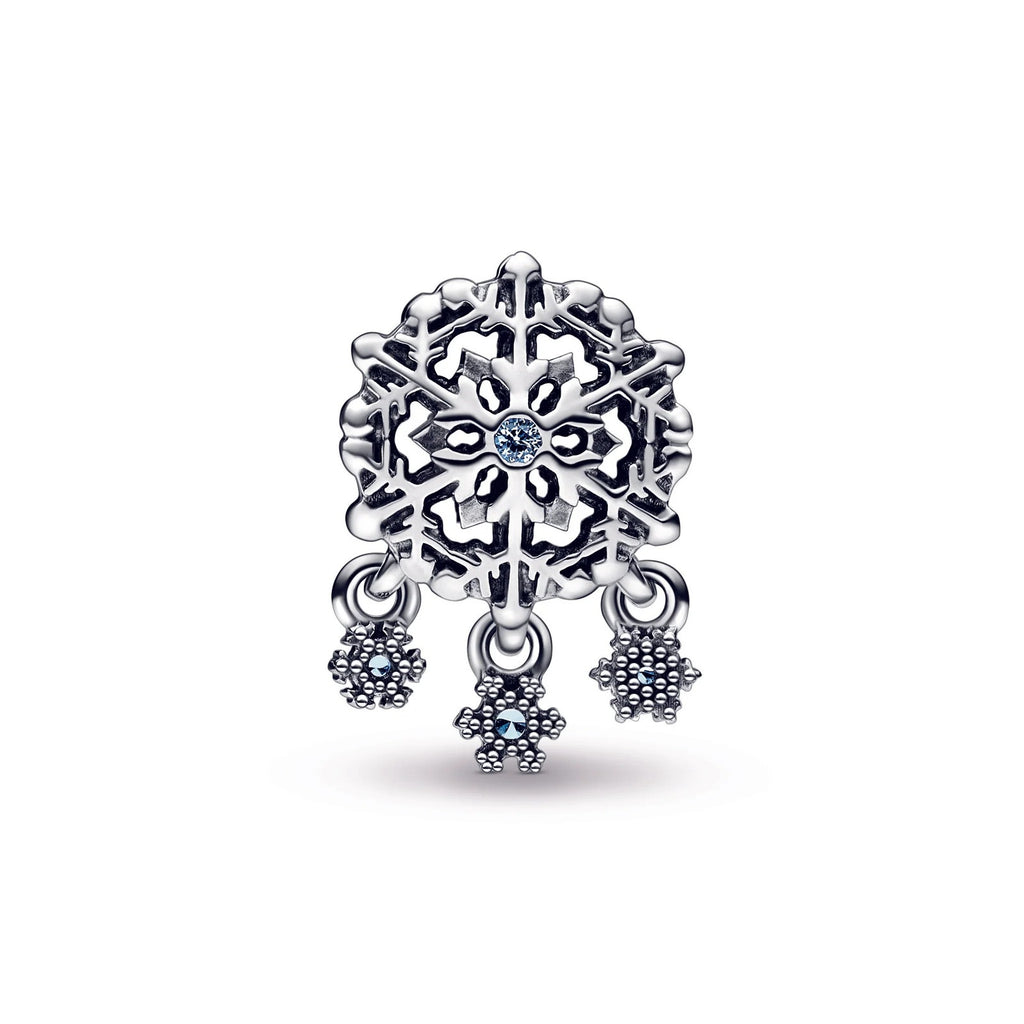 Icy Snowflake Drop Dangle Charm Pendant Sterling Silver
