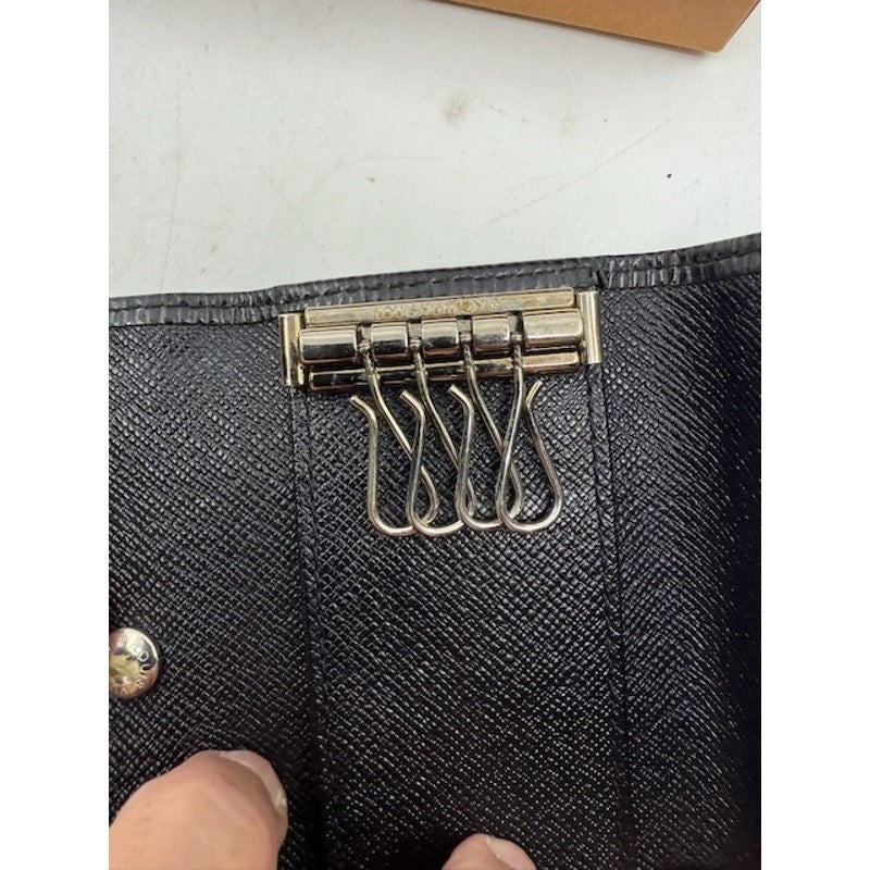 Louis Vuitton Leather Black Wallet + With Box and Dust Bag Black