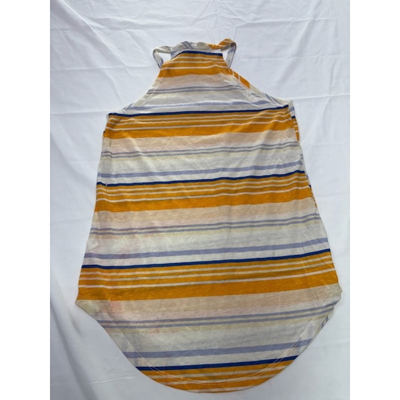 American Rag Cie Halter Tank Top Hi-Low Striped Yellow Blue Women Size XS