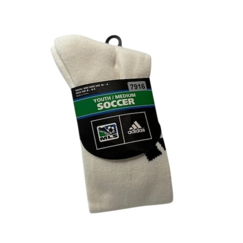 Adidas MLS Soccer Socks Over The Calf White/Black Youth M Shoe Size 13-4