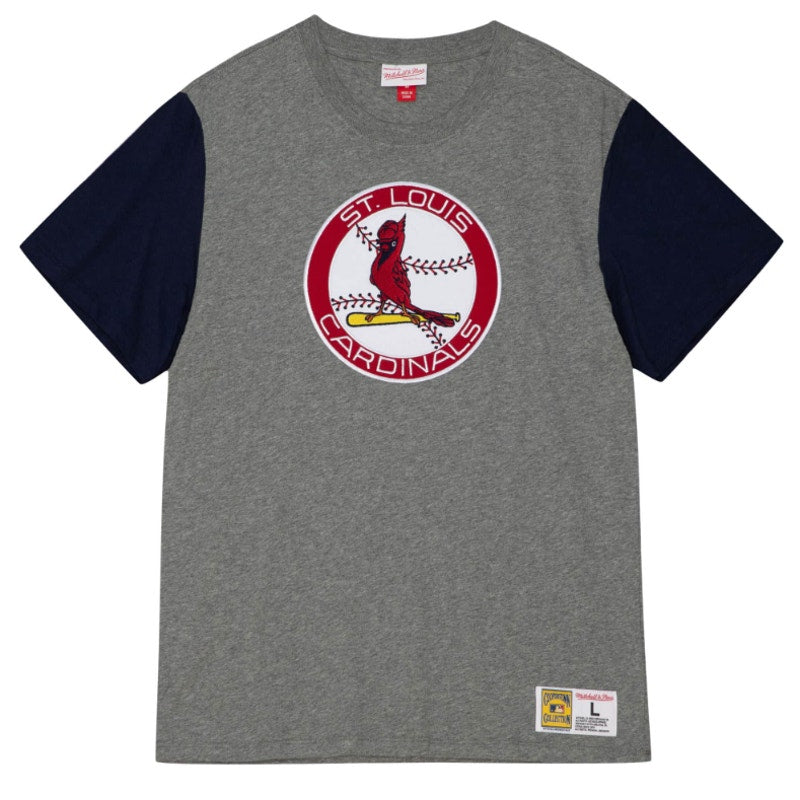 Mitchell & Ness MLB Color Blocked S/S Tee St. Louis Cardinals Gray Navy Size XL