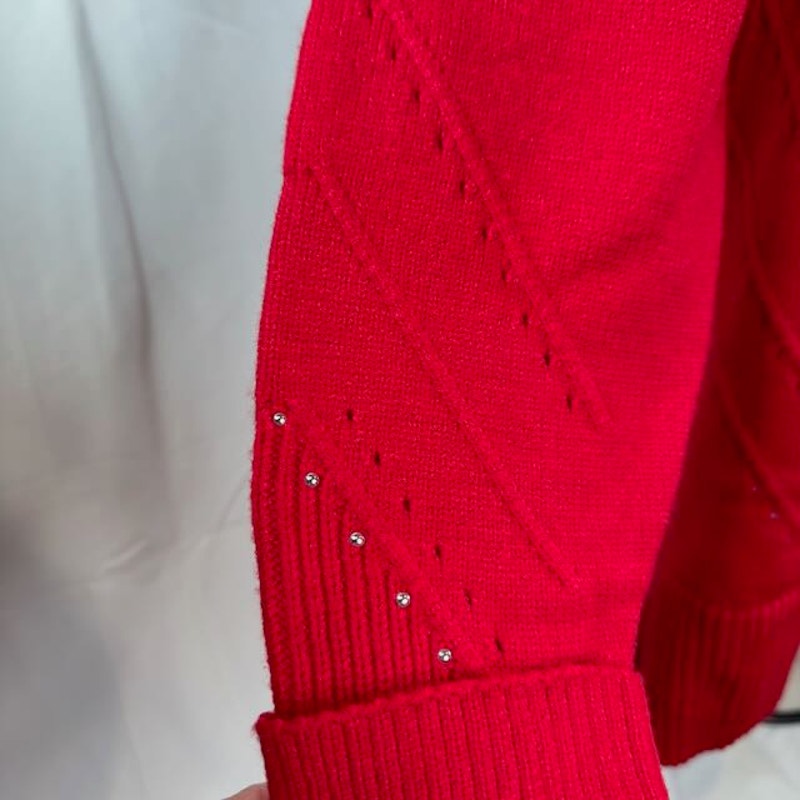 Bianca Nygard Turtleneck Missy Holiday Sweater Knit Beaded Red Womens Medium
