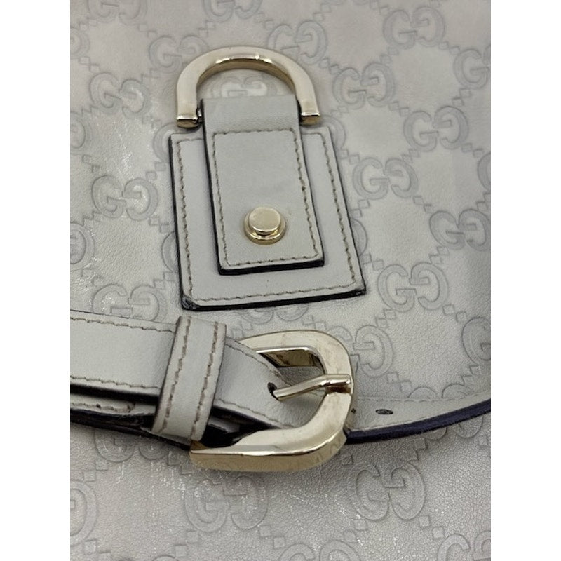 Gucci GG Monogram Canvas Guccissima Shoulder Bag Crossbody Leather Trim Beige
