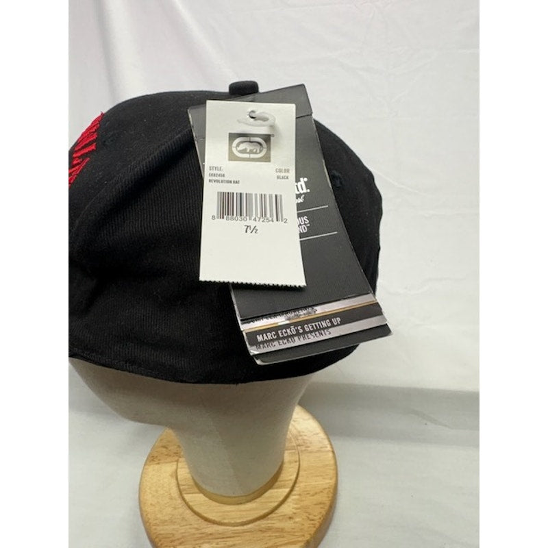 Ecko Unltd Baseball Cap Embroidered Rhino Logo Hat Black Red Mens Size 7 1/2