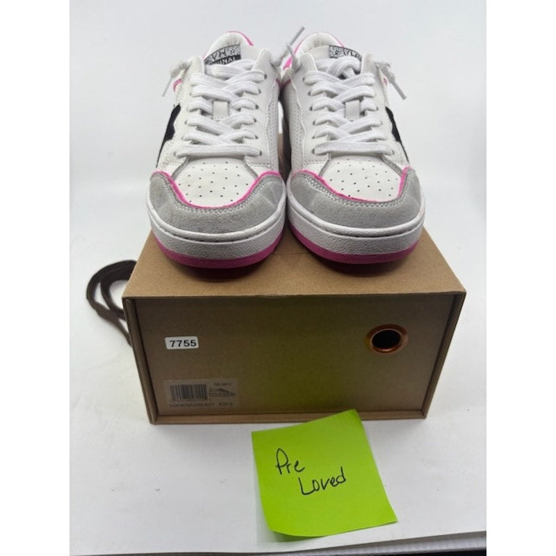 Vintage Havana Perforated Leather Sneakers Lace-Up Shoes White Pink Womens Sz 8