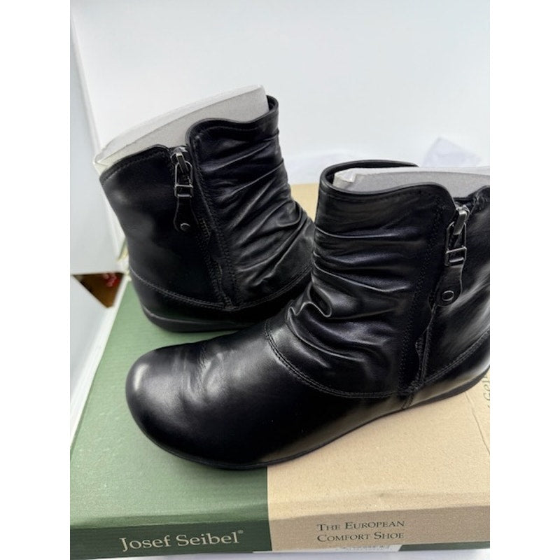 Josef Seibel Naly 24 Ankle Boots Leather Side Zipper Black Womens Size 36