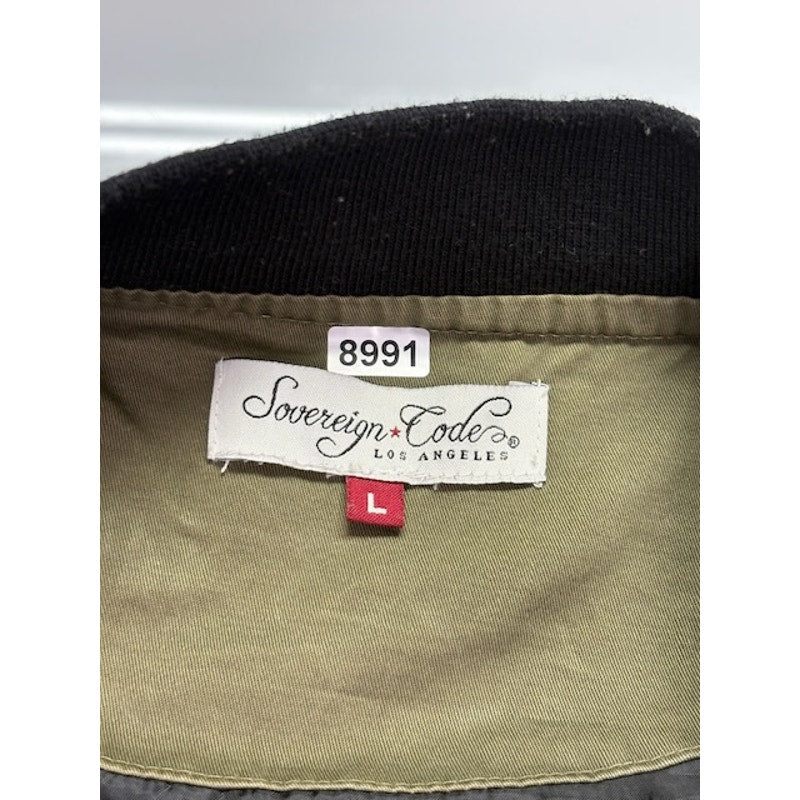 Sovereign Code Bomber Jacket Zip-Up Chest Flap Pocket Olive Green Mens Size L
