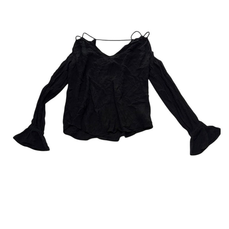 Jessica Simpson Cropped Top Long Sleeve Bell Cuff V-Neck Black Womens Sz XS