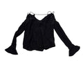 Jessica Simpson Cropped Top Long Sleeve Bell Cuff V-Neck Black Womens Sz XS