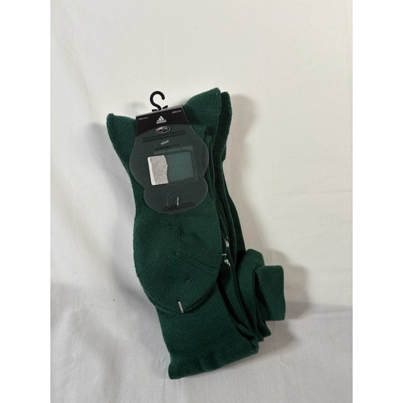 2 Pairs Adidas All Sport Socks Over The Calf Green/White Youth LG Size 3-9