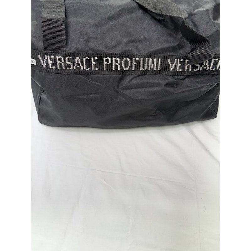 Versace Profumi Faux Leather Duffle Backpack Weekender Travel Bag Black