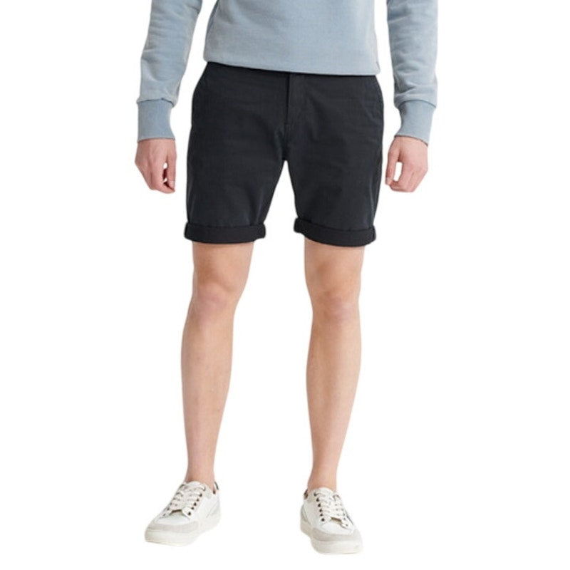 Superdry International Chino Shorts Flat Front Canvas Midnight Navy Mens 38
