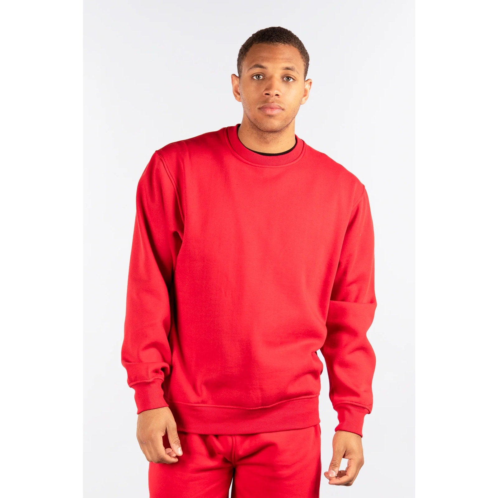 City Lab Crewneck Sweatshirt Heavy Fleece Long Sleeve Pullover Red Mens Size S