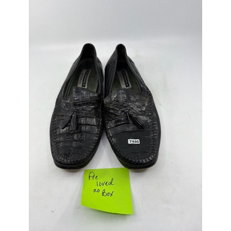 Florsheim Imperial Caiman Alligator Tass Slip On Loafer Shoes Black Mens Size 8
