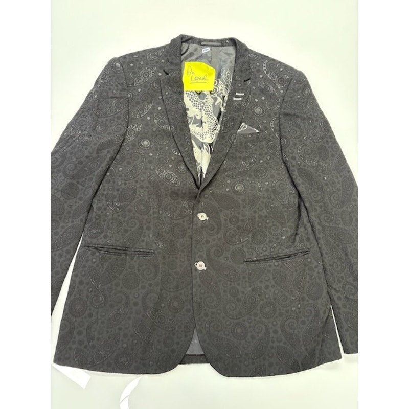 Bogosse Tibo Blazer Two Button Paisley Dragon Print Viscose Gray Mens Size 44