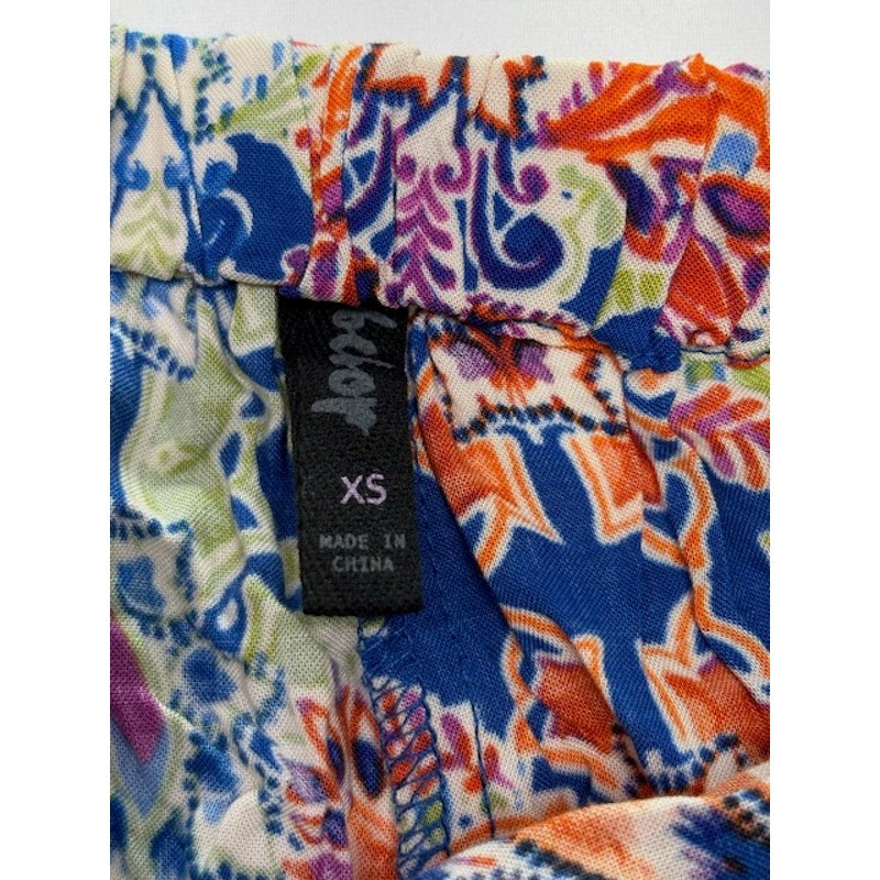 Be Bop Pull-On Floral Skort Mid Rise Rayon Blue/Rust Womens Juniors Size XS