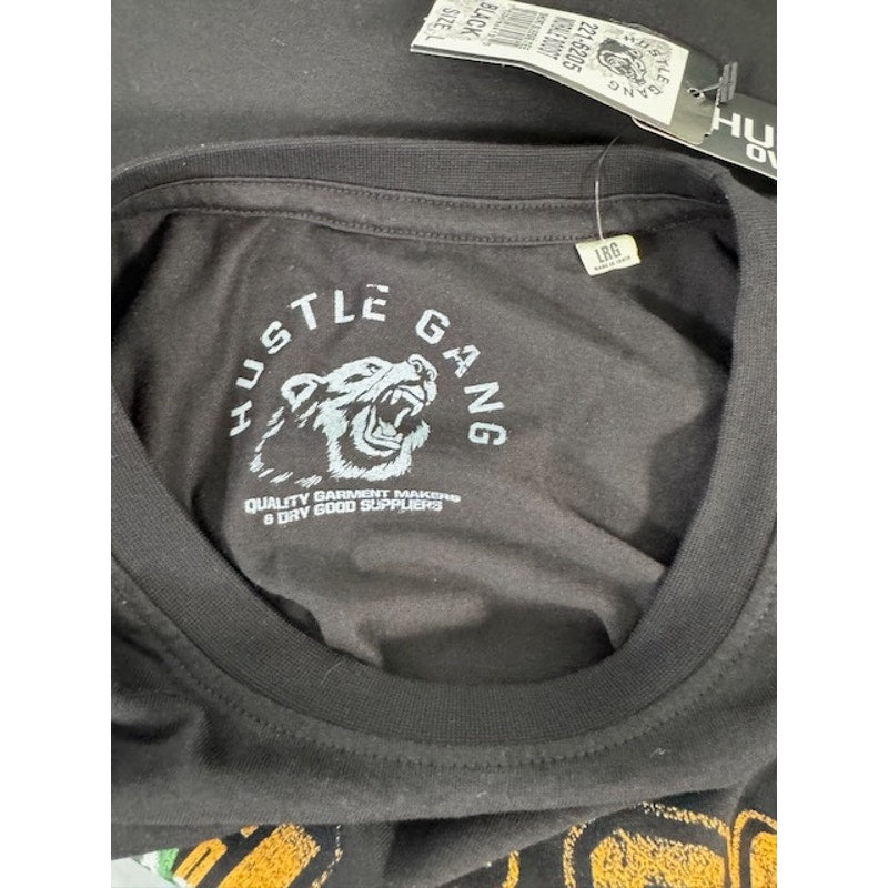 Hustle Gang Morale Boost Tee Shirt Crew Neck Cheerleader Black Mens Large