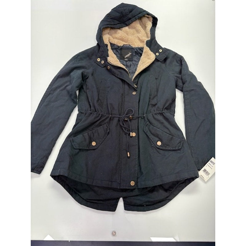 Collection B Lightweight Twill Hooded Anorak Jacket Graphite Womens Size S