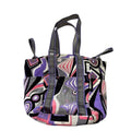 Emilio Pucci Tote Bag Abstract Print Velour Open Top Shoulder Bag Purple Pink