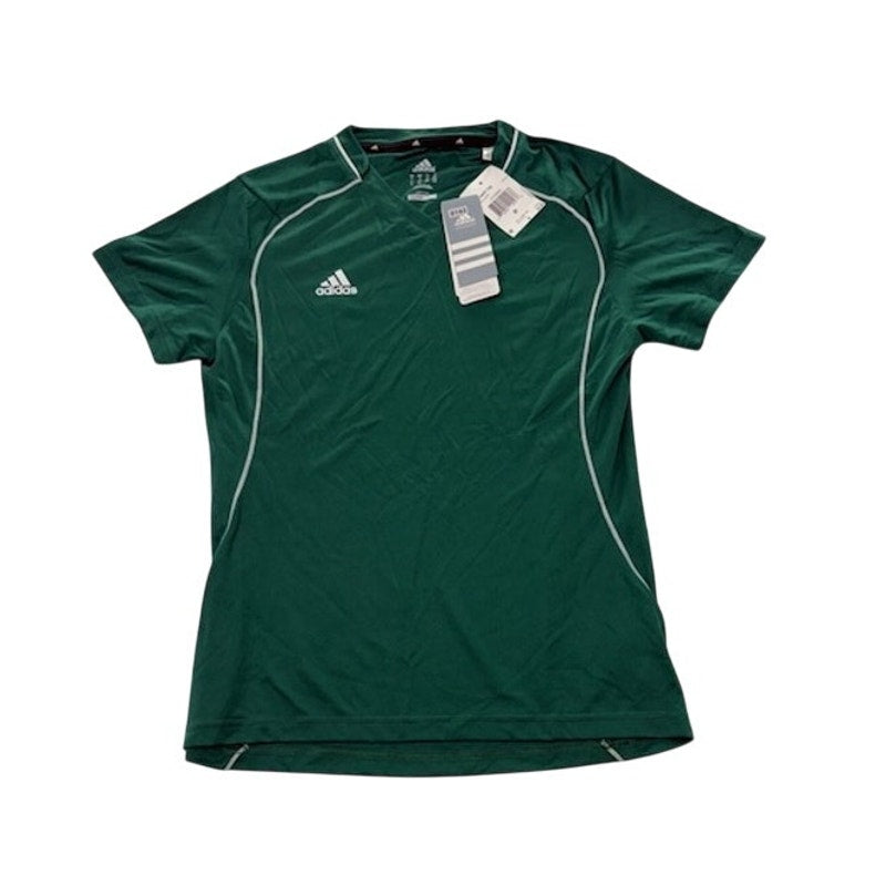 Adidas Varsity Loose Fit Jersey Shirt Short Sleeve V-Neck Forest/White Sz M