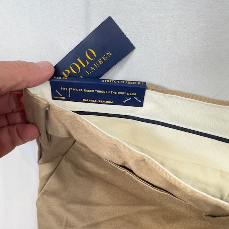 Polo Ralph Lauren Stretch Classic Fit Chino Pants Pocket Khaki Mens Size 44Bx34