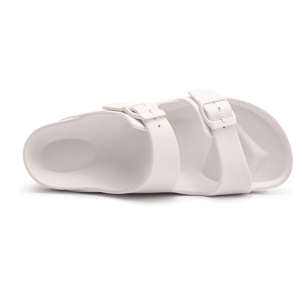 FUNKYMONKEY Comfort Slides Double Buckle EVA Flat Sandals White Womens Sz 7